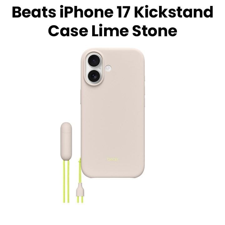 Apple Beats Kickstand Case With MagSafe For iPhone 17, Camera Control, Slim And Lightweight Design, Soft Microfiber Interior - Lime Stone - MGTL4LL/A