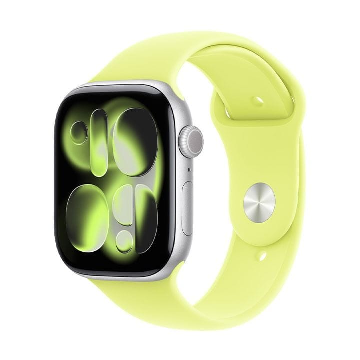 Apple Sport Band M/L 46mm, Lightweight, Sweat And Water Resistant Design, Pin And Tuck Closure - Neon Yellow - MFGW4ZM/A