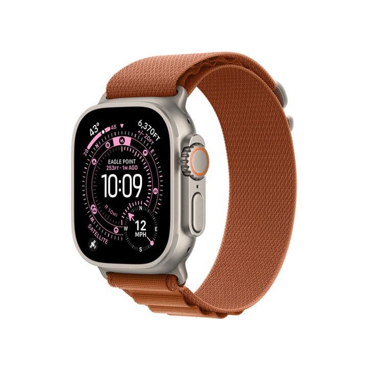 Apple Watch Alpine Loop Medium 49mm, Durable Woven Design, Secure G-Hook Closure - Natural Titanium Finish With Terracotta Alpine Loop - MFTC4ZM/A