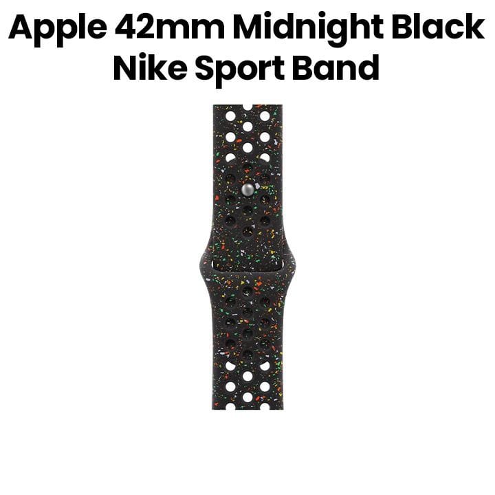 Apple Nike Sport Band M/L 42mm, Pin-And-Tuck Closure, Comfortable Fit, Breathable And Sport-Ready Design - Midnight Black - MGAF4ZM/A