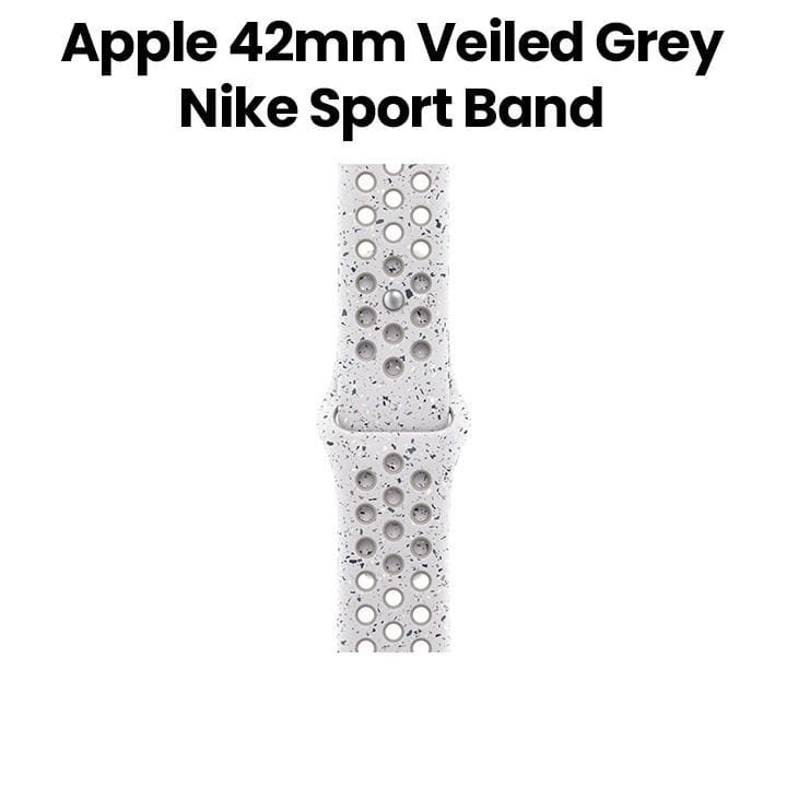 Apple Nike Sport Band M/L 42mm, Lightweight Comfort, High-Performance Material, Breathable Design, Pin-And-Tuck Closure - Veiled Gray - MGAJ4ZM/A