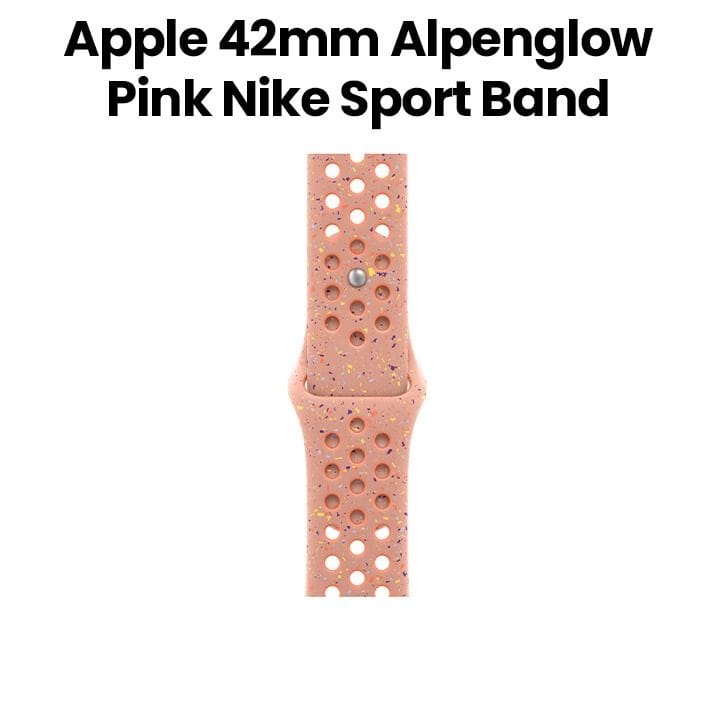Apple Nike Sport Band M/L 42mm, Lightweight And Comfortable Fit, Breathable Design, High-Performance Material - Alpenglow Pink - MGAU4ZM/A