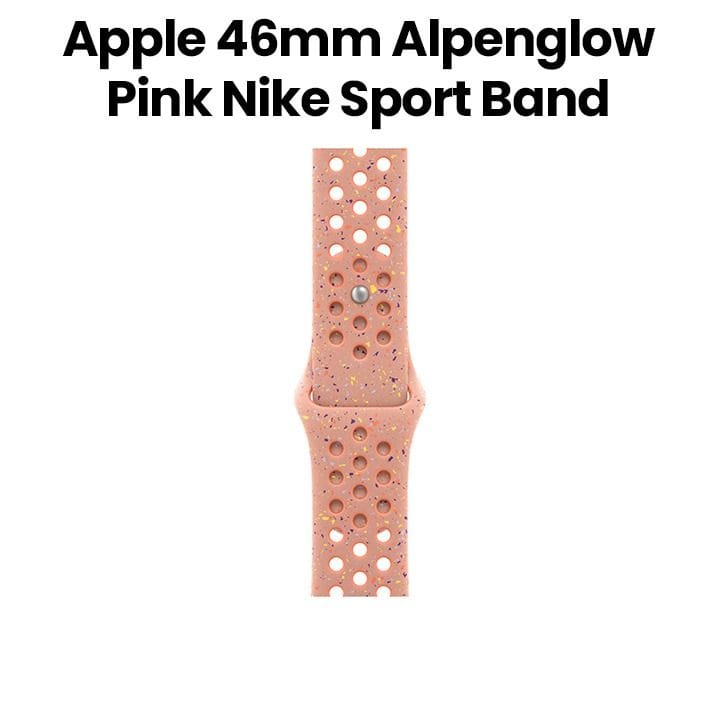 Apple Nike Sport Band M/L 46mm, Pin-And-Tuck Closure, Durable And Lightweight Design - Alpenglow Pink - MGC74ZM/A