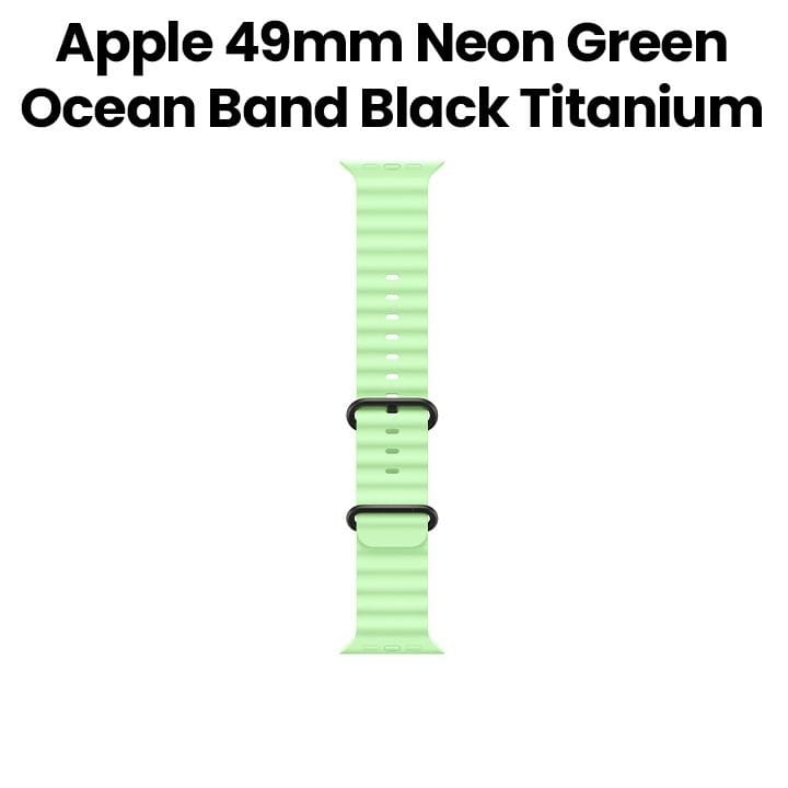 Apple Ocean Band 49mm, Smooth Finish Design, Comfortable Fit - Black Titanium Finish With Neon Green Ocean Band - MGCL4ZM/A