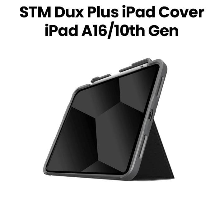 STM Dux Plus iPad Cover for iPad A16 / 10th Gen (2025/2022) – Black | STM-222387KX-01