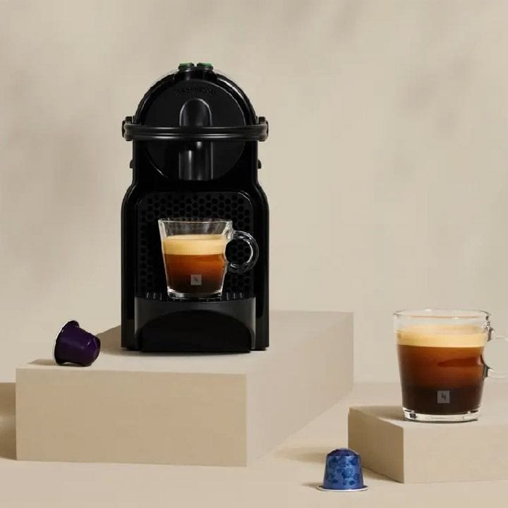 Nespresso Inissia Coffee Machine Capsule Brewer 19 Bar Pressure, 2 Cup Sizes Espresso Lungo, 25s Heat-Up, 0.7L Tank Compact Design | Black-D40-ME-BK-NE5