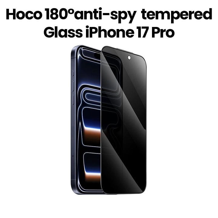HOCO 3D Full Screen 180° Anti-Spy Tempered Glass for iPhone 17 Pro – Black | DG36