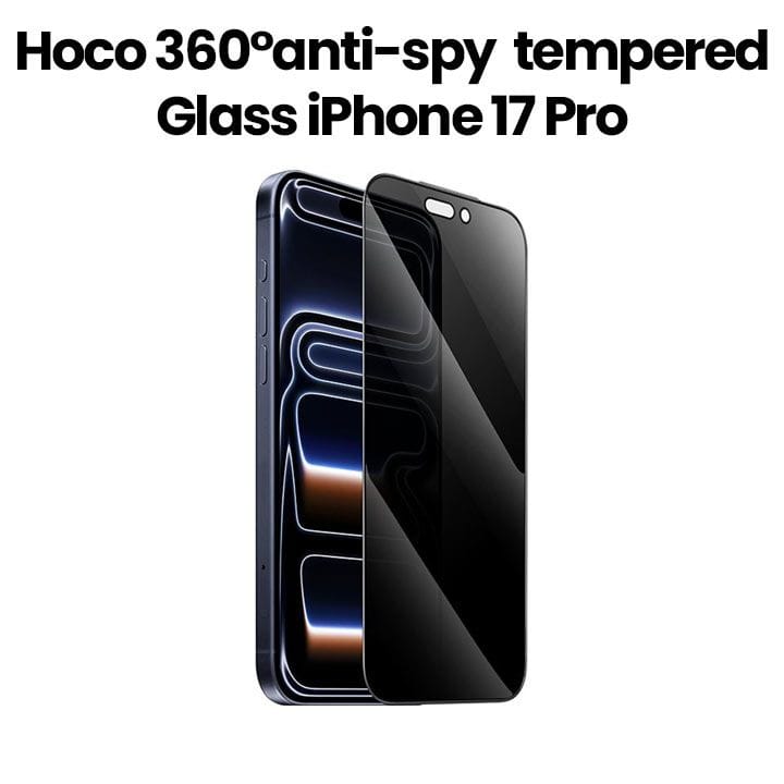 HOCO 3D Full Screen 360° Anti-Spy Tempered Glass for iPhone 17 Pro – Black | DG37