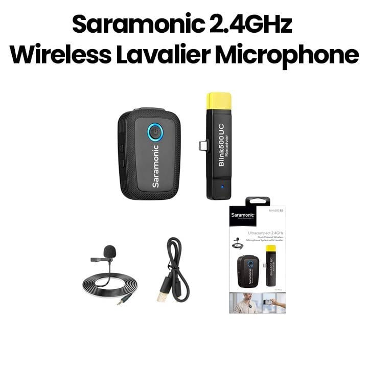 Saramonic Blink500 B5 2.4GHz Ultracompact Wireless Lavalier Microphone System with USB-C Receiver for Android Devices | Black