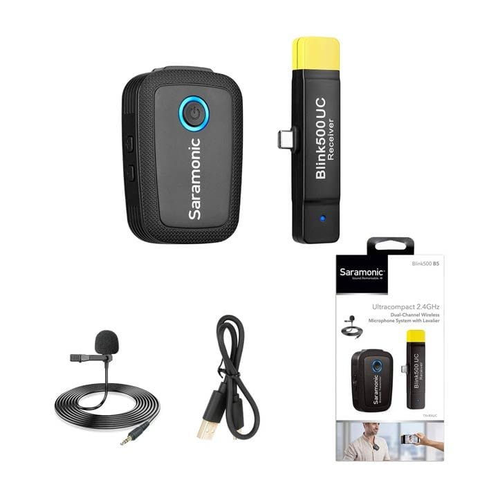 Saramonic Blink500 B5 2.4GHz Ultracompact Wireless Lavalier Microphone System with USB-C Receiver for Android Devices | Black