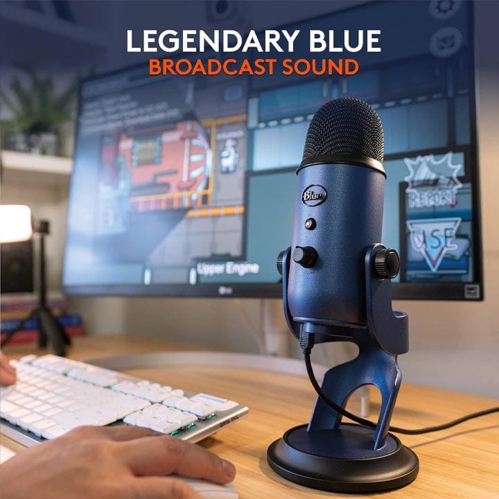 Logitech G Litra Beam LED Gaming Key Light Non-RGB + Blue Yeti USB Gaming Microphone Bundle Blue