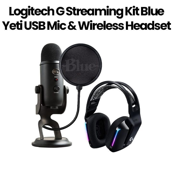 Logitech G Streaming Kit with Blue Yeti USB Gaming Mic & G733 Lightspeed Wireless Headset Black Out