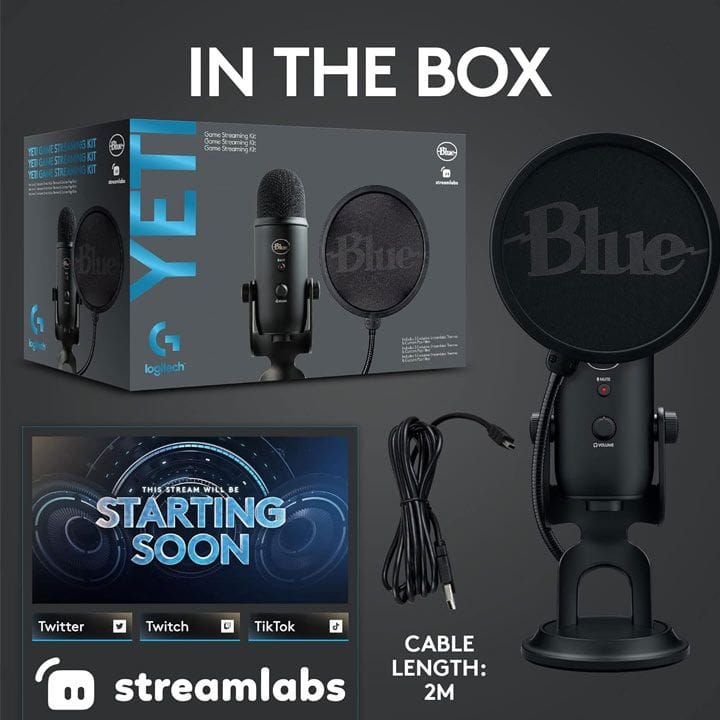 Logitech G Streaming Kit with Blue Yeti USB Gaming Mic & G733 Lightspeed Wireless Headset Black Out