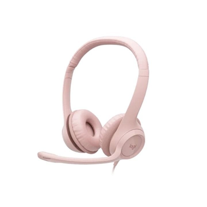 لوجيتك سماعة رأس سلكية للكمبيوتر بمنفذ يو إس بي لون وردي موديل H390