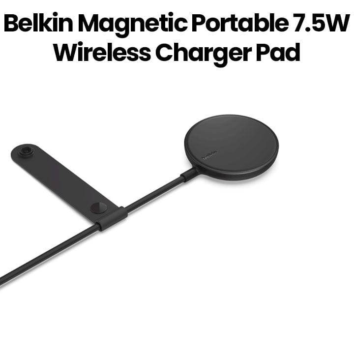 شاحن لاسلكي مغناطيسي محمول بيلكن 7.5 واط مع شاحن حائط | أسود | WIA005MYBK