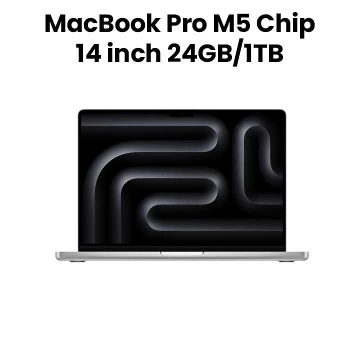 Apple 14" MacBook Pro with Apple M5 Chip, 10-Core CPU & 10-Core GPU, 24GB RAM, 1TB SSD | Silver | MDE64AB/A