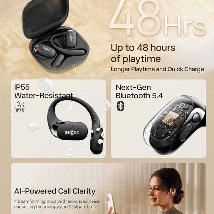 Shokz OpenFit 2 Premium Bone-Conduction Headphones – Black | T920-ST-BK