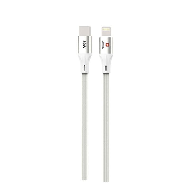Swiss Military 30W USB-C to Lightning Braided Cable 1 Meter – White |SM-CB-CL30W-1M