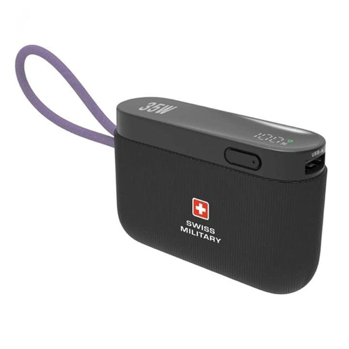 Swiss Military 10,000 mAh Compact Mini Power Bank with LED Display 35W – Black |SM-PB-10K-35W-MINI-LED-CBL