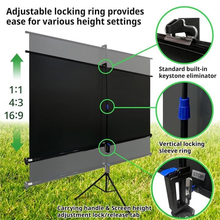 100-Inch Tripod Projector Screen, White 