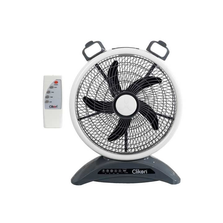 Clikon Rechargeable Fan with LED & Remote 7000mAh – Black |CK2025-BLK