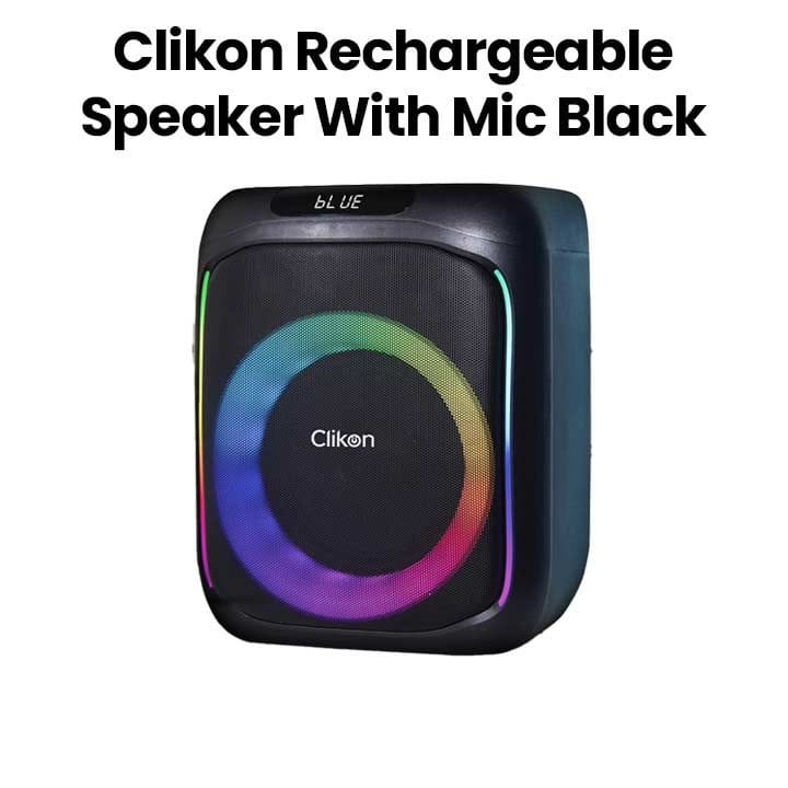 Clikon Rechargeable Speaker 6.5″ + 1.5″ with Mic – Black |CK878