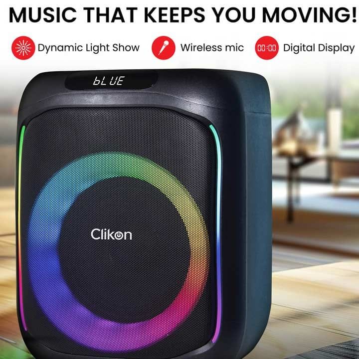 Clikon Rechargeable Speaker 6.5″ + 1.5″ with Mic – Black |CK878