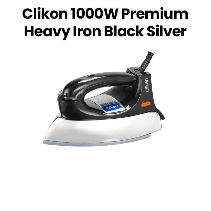 Clikon 1000W Premium Heavy Iron 2.7kg with Auto Shut-Off – Black/Silver |CK4135