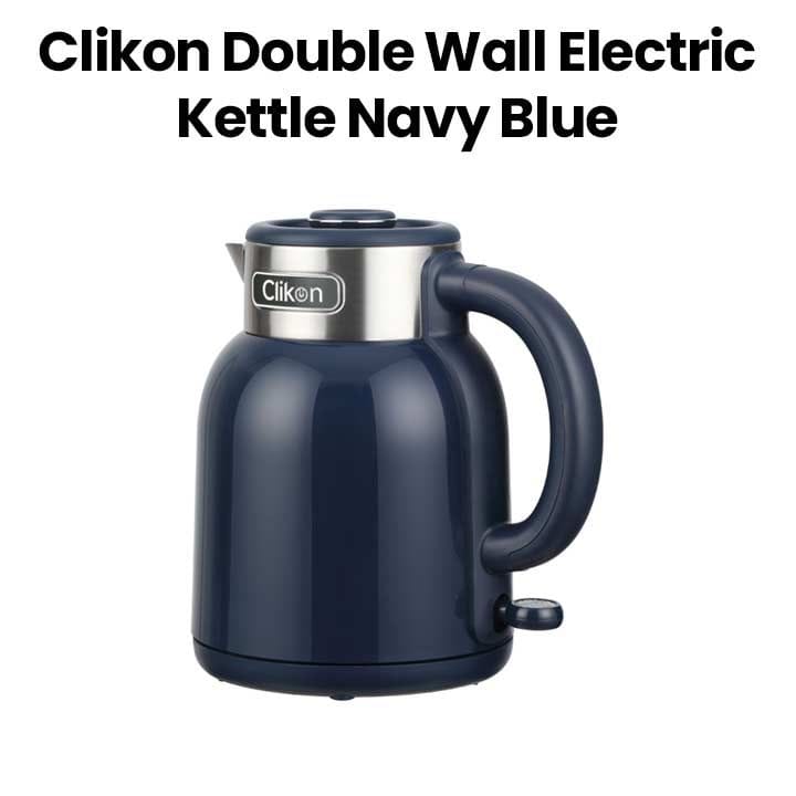Clikon 1.5L Double Wall Electric Kettle with Seamless Interior 1600W – Navy Blue |CK5149