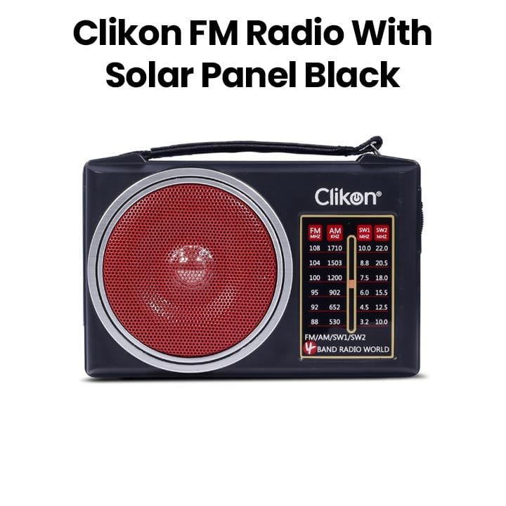 Clikon FM Radio with Solar Panel – Black | CK838