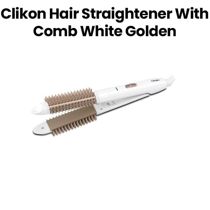 Clikon Hair Straightener with Comb 35W – White with Golden | CK3248