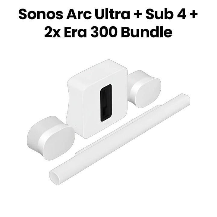 Sonos Arc Ultra + Sub 4 + 2x Era 300 Ultra-Precise Spatial Audio with Dolby Atmos – White| ARC ULTRA+SUB4+2X ERA 30-B