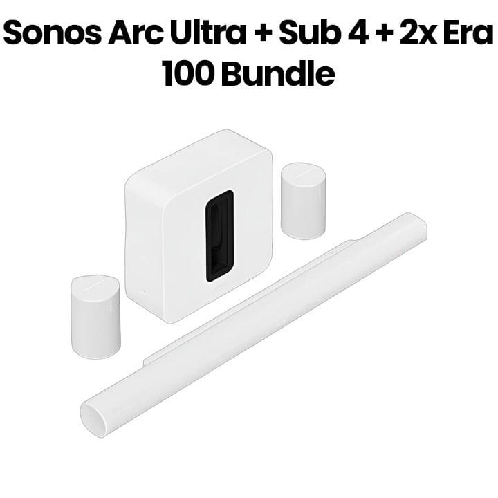 سونوس Arc Ultra + Sub 4 + 2x Era 100 مجموعة محيطية فاخرة سماعة بلوتوث وساوندبار – أبيض | ARC ULTRA+SUB4+2X ERA 100-WHT