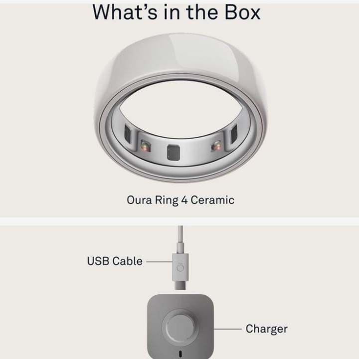 Oura Ring 4 Ceramic Smart Ring Health Activity Tracker – Cloud (Ring Size 7)| JZ90-57460-07