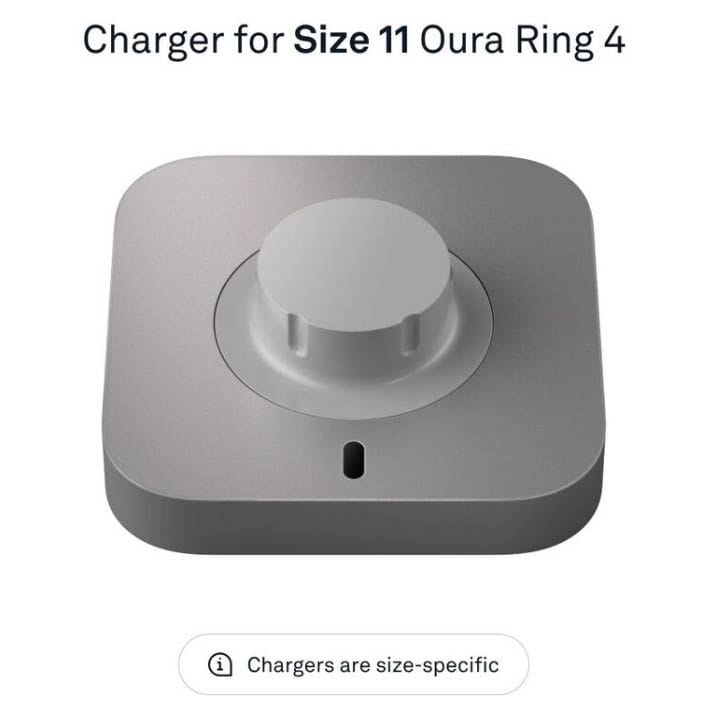 Oura Ring 4 Smart Ring Charger – Grey (Ring Size 11) | JZ95-54834-11