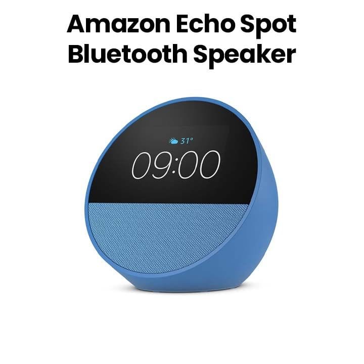 Amazon Echo Spot Smart Alarm Clock with Alexa & Vibrant Sound – Ocean Blue | Model: ECHO SPOT-OCEAN BLUE