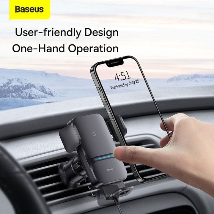 بايسوس شاحن سيارة لاسلكي بتقنية المحاذاة التلقائية – أسود | CGZX000101