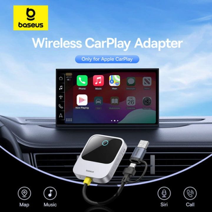 بايسوس محول CarPlay لاسلكي سلسلة Safe Journey – رمادي فضائي/أسود | C10745100813-00
