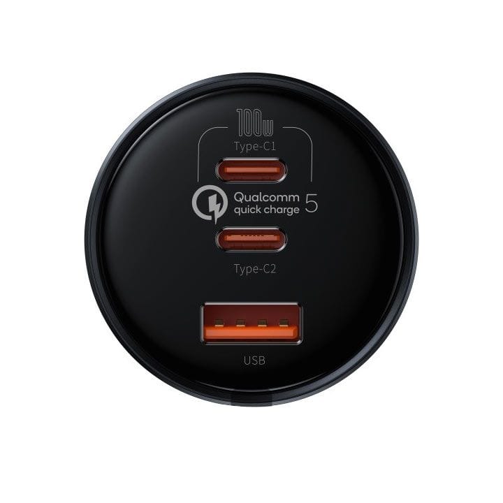 Baseus Qualcomm Quick Charge 5 Multi-Port Fast Car Charger – Black | TZCCZM-0G