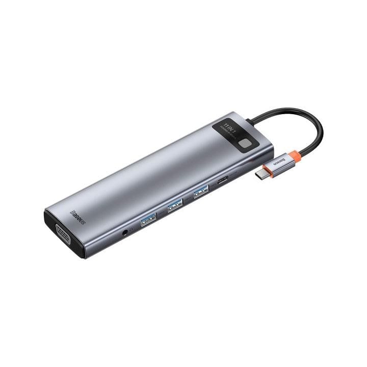 بايسوس قاعدة متعددة الوظائف 11 في 1 سلسلة Metal Gleam بمنفذ Type-C – أسود | CAHUB-CT0G