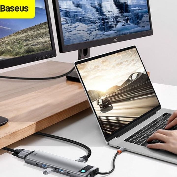 بايسوس قاعدة متعددة الوظائف 11 في 1 سلسلة Metal Gleam بمنفذ Type-C – أسود | CAHUB-CT0G