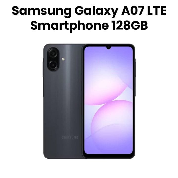 Samsung Galaxy A07 LTE Smartphone 4GB RAM 128GB Storage – Black | SM-A075FZKGMEA