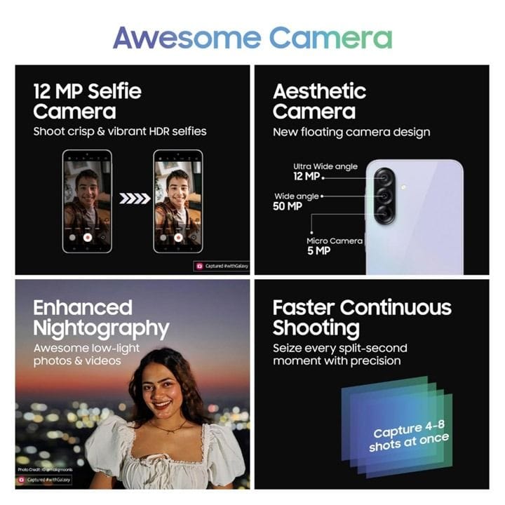 سامسونج جالاكسي أي 36 هاتف ذكي يدعم الجيل الخامس، ذاكرة عشوائية 8 جيجابايت، سعة تخزين 256 جيجابايت، باللون اللافندر المميز، SM-A366BLVVMEA