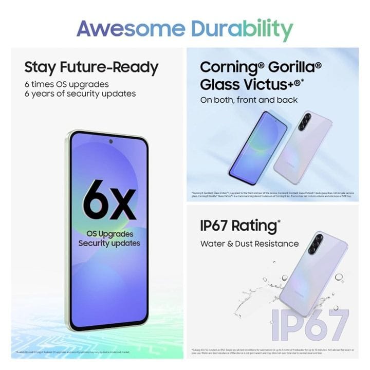 سامسونج جالاكسي أي 36 هاتف ذكي يدعم الجيل الخامس، ذاكرة عشوائية 8 جيجابايت، سعة تخزين 256 جيجابايت، باللون اللافندر المميز، SM-A366BLVVMEA