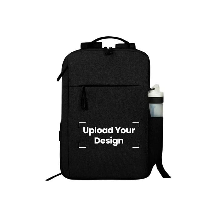 Personalized 12L Everyday Backpack – Antimicrobial Fabric, 15" Laptop Compartment, USB Charging Port, Multi-Pocket Travel & School Bag – Black