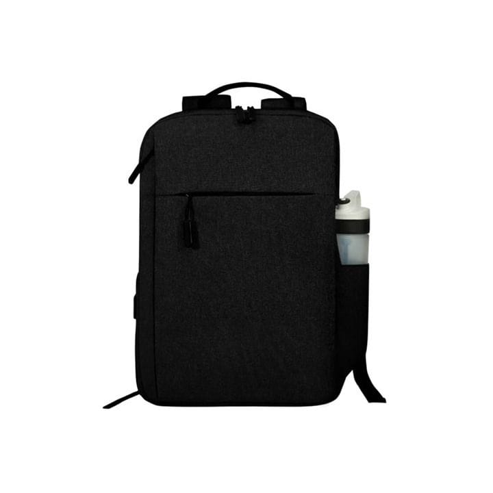 Personalized 12L Everyday Backpack – Antimicrobial Fabric, 15" Laptop Compartment, USB Charging Port, Multi-Pocket Travel & School Bag – Black