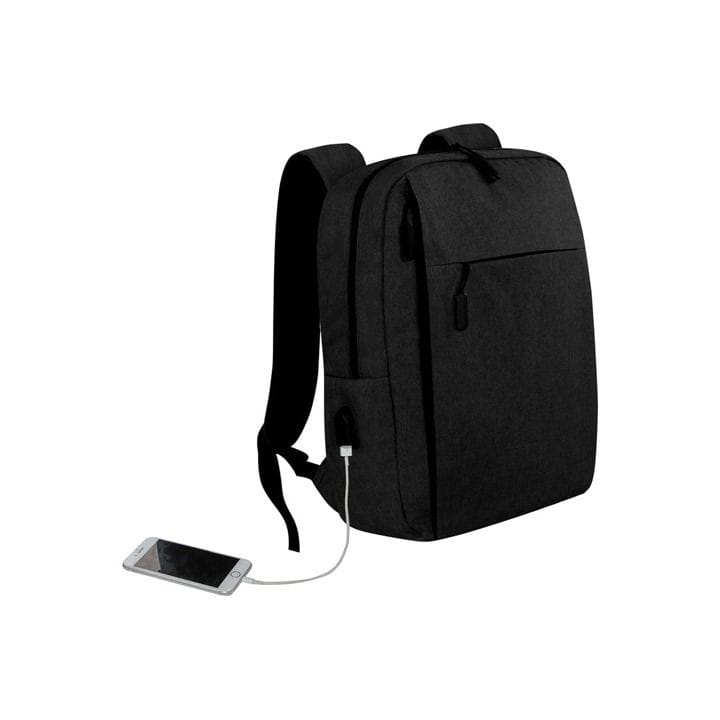 Personalized 12L Everyday Backpack – Antimicrobial Fabric, 15" Laptop Compartment, USB Charging Port, Multi-Pocket Travel & School Bag – Black