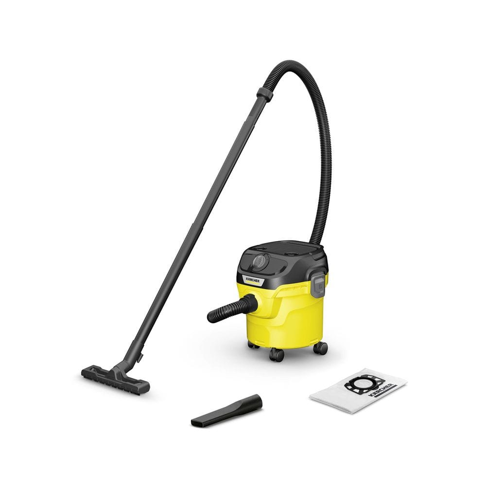 Karcher KWD 1 Multi-Purpose Wet & Dry Vacuum Cleaner, 12L Container, Blower Function, Cartridge Filter, Compact Storage & Accessory Holder | Yellow/Black