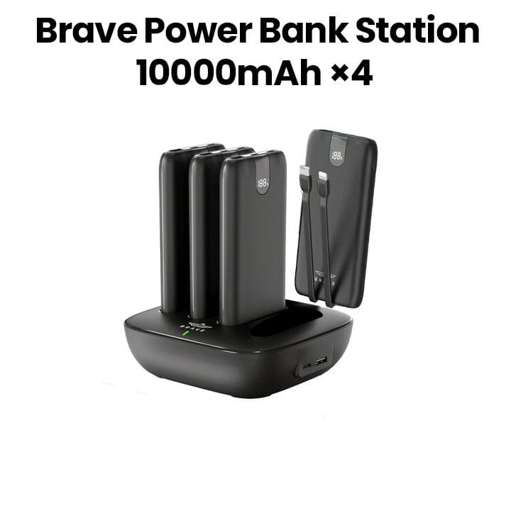 Brave Station Pro 4-in-1 Family Power Bank Station 10000mAh ×4 – Black | BP-27