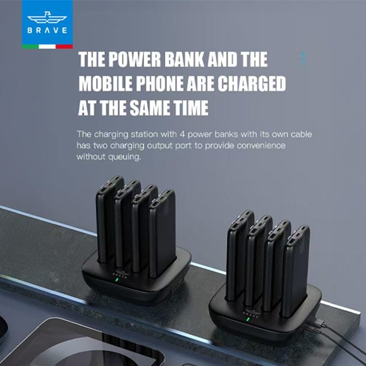 Brave Station Pro 4-in-1 Family Power Bank Station 10000mAh ×4 – Black | BP-27